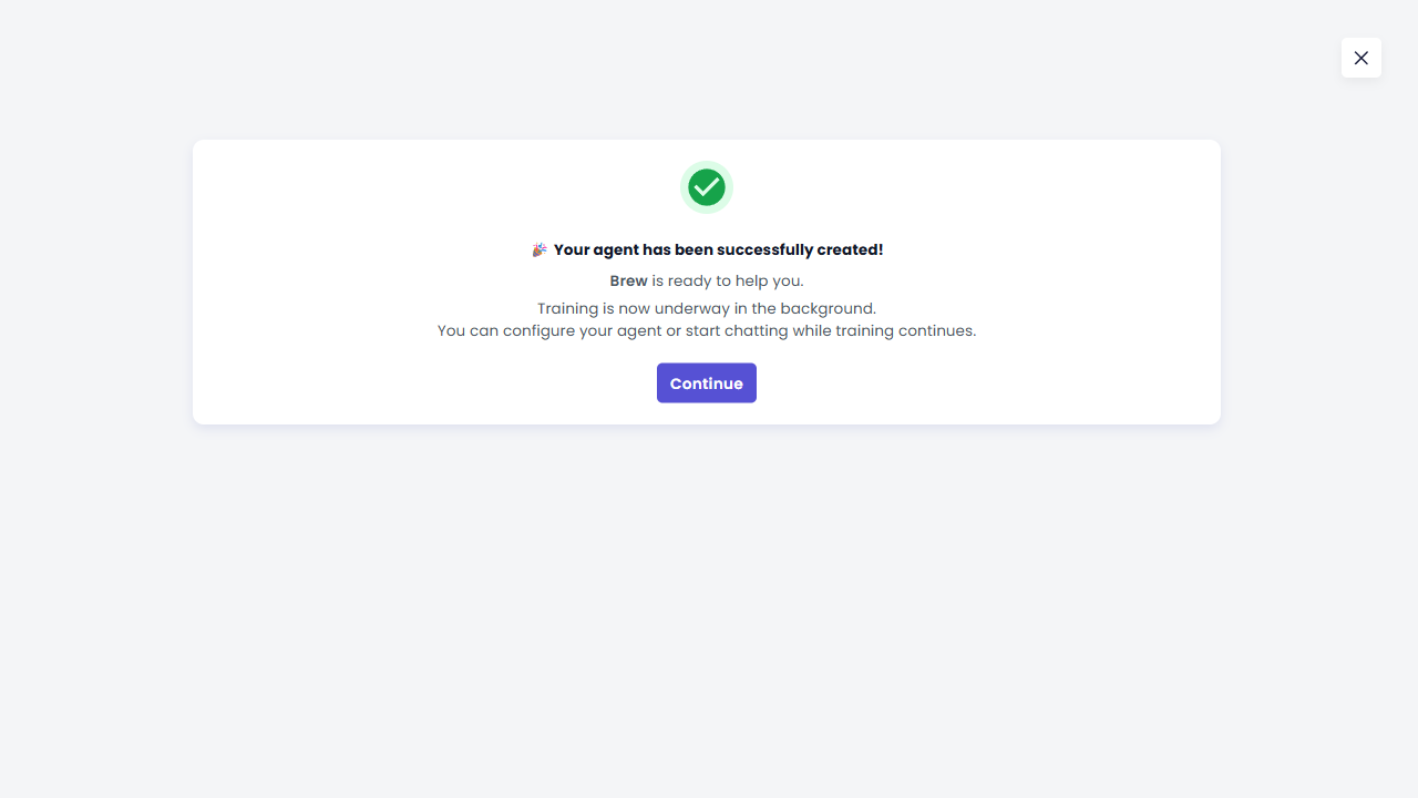 Agent created successfully screen