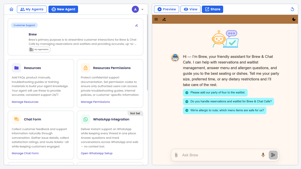 Config page after publishing — the Publish button no longer appears in the top navigation
